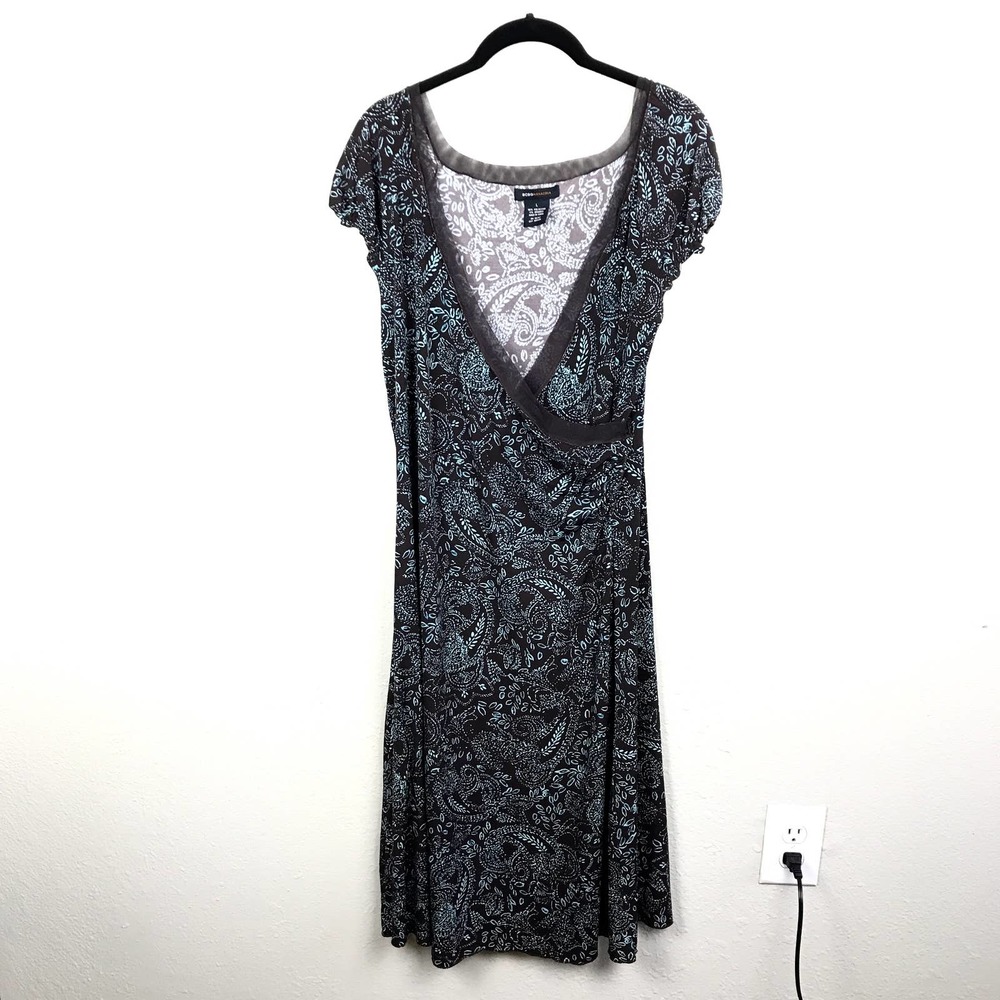 BCBGMaxazria Stretchy Floral Print Midi Wrap Dress